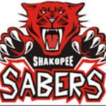 Red Sabers mascot logo with claws.