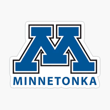 Blue Minnetonka logo with bold "M".