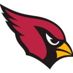 Stylized red cardinal head with intense gaze