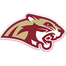Stylized roaring cougar logo on black background.